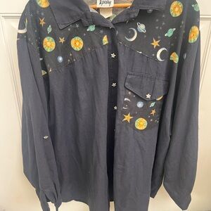 Vintage 90s Tapestry Space Print button up shirt